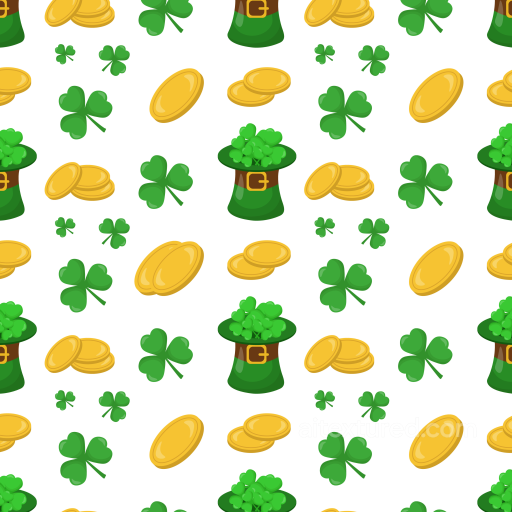 St Patrick Digital Paper Texture with Shamrocks and Gold Coins seamless St patrick digital paper bundle PBR texture