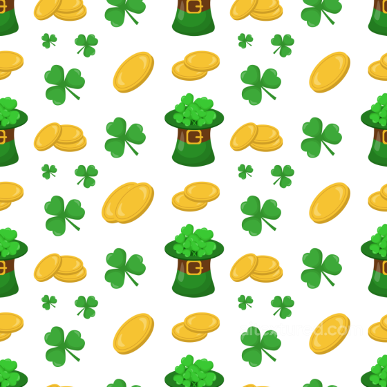 St Patrick Digital Paper Texture with Shamrocks and Gold Coins St patrick digital paper bundle texture preview
