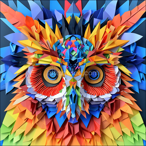 Seamless 3D PBR Texture of Colorful Origami-Style Aye-Aye Fur