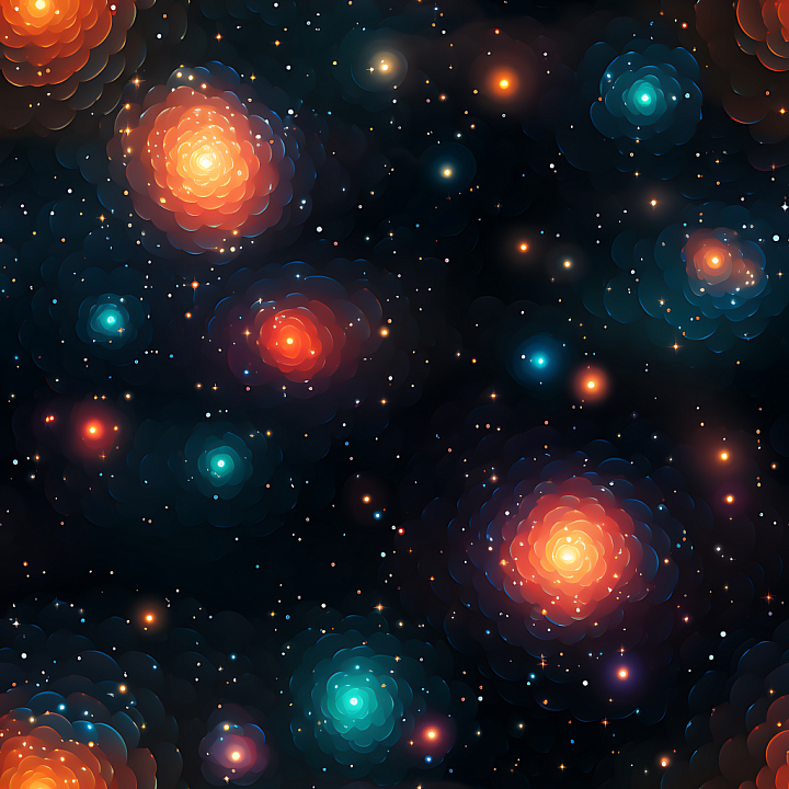 Space with Abstract Cosmic Nebula & Starfield seamless PBR texture preview