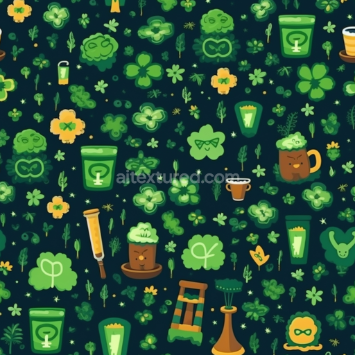 Seamless 3D PBR Digital Paper Texture with St Patrick's Day Symbols