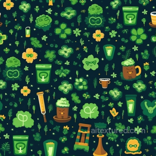 Digital Paper Texture with St Patrick's Day Symbols seamless St patrick digital paper bundle PBR texture