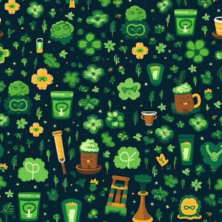 Digital Paper with St Patrick's Day Symbols seamless PBR texture preview