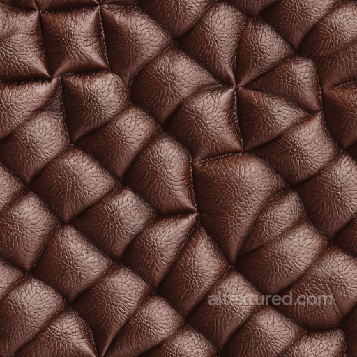 Quilted Brown Leather PBR Texture with Deep Grain and Padded Panels seamless Leather PBR texture