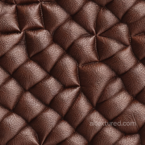 Quilted Brown Leather PBR Texture with Deep Grain and Padded Panels Leather texture preview