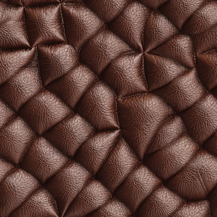 Quilted Brown Leather with Deep Grain and Padded Panels seamless PBR texture preview