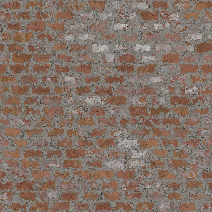 Red Brick Partially Covered by Cement seamless PBR texture preview