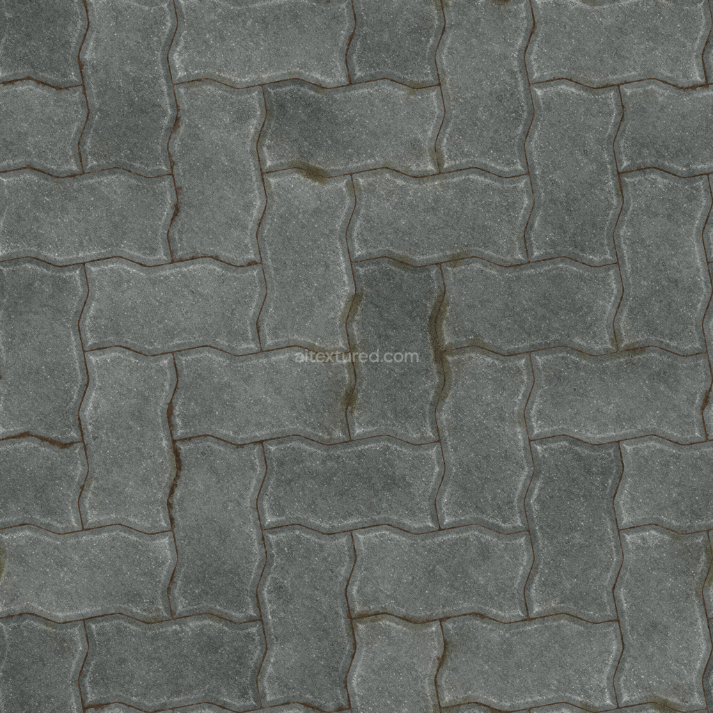 Seamless paving stones texture in dark tones for 3D applications