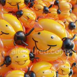 seamless Seamless 3D Inflated PBR Texture Featuring Cheerful Yellow Balloon Suns texture 8k free download PBR