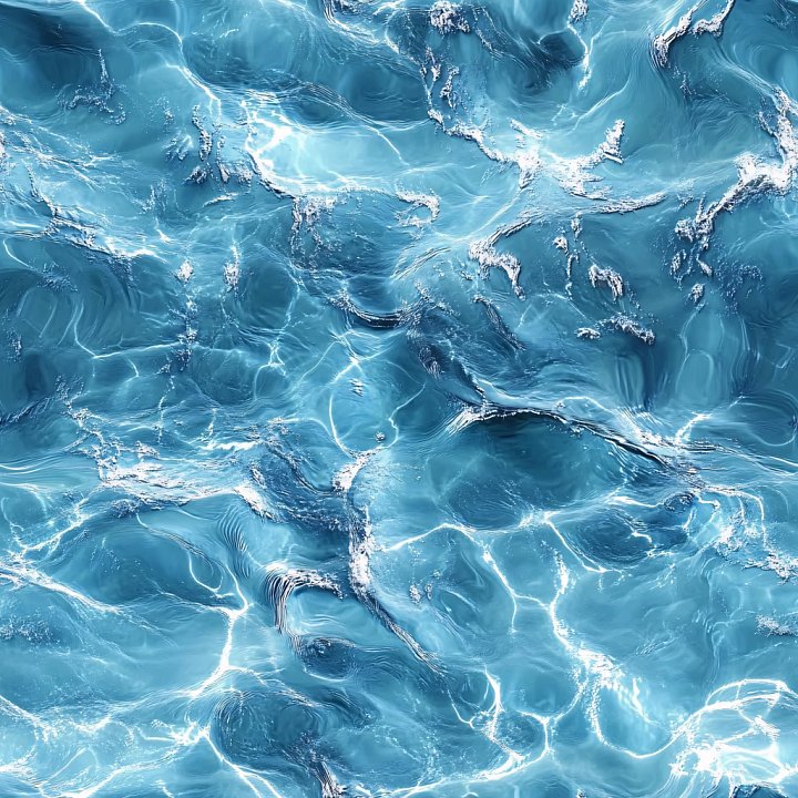 Realistic Pool Water with Bright Caustics and Subtle Ripples seamless PBR texture preview