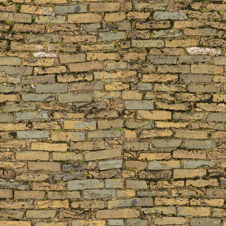 Mosscovered Weatherbeaten Floor Brick seamless PBR texture preview