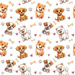 Pattern Bundle - Seamless 3D Pattern PBR Texture Featuring Cute Cartoon Dogs with Playful Bones and Hearts texture preview