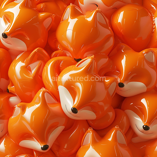 Seamless 3D Inflated PBR Texture Featuring Glossy Orange Fox Balloon Cluster