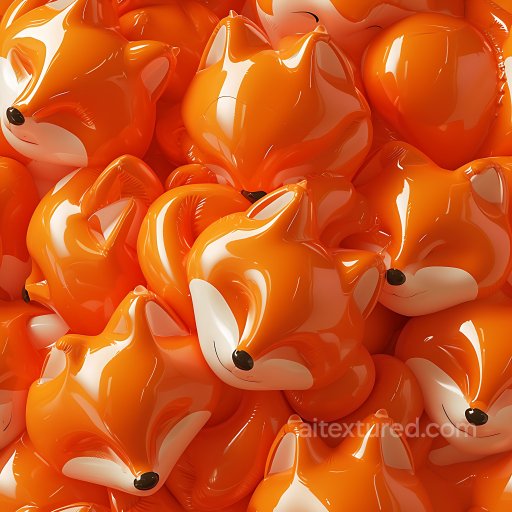 Inflated PBR Texture Featuring Glossy Orange Fox Balloon Cluster seamless Inflated PBR texture