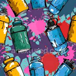seamless Seamless 3D PBR Graffiti Texture Featuring Vibrant Spray Cans and Paint Splatters texture 8k free download PBR