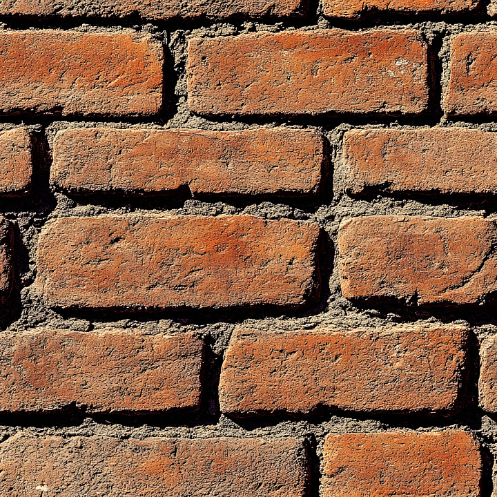 Cracked Red Brick Wall with Rough Mortar Detail seamless PBR texture preview