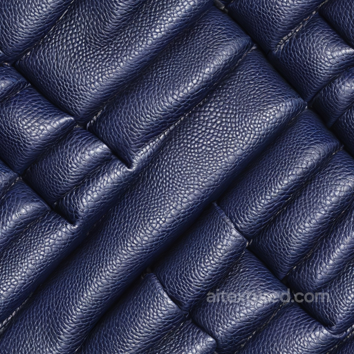 Navy Blue Pebbled Leather Upholstery PBR Texture with Padded Quilted Panels seamless Leather PBR texture