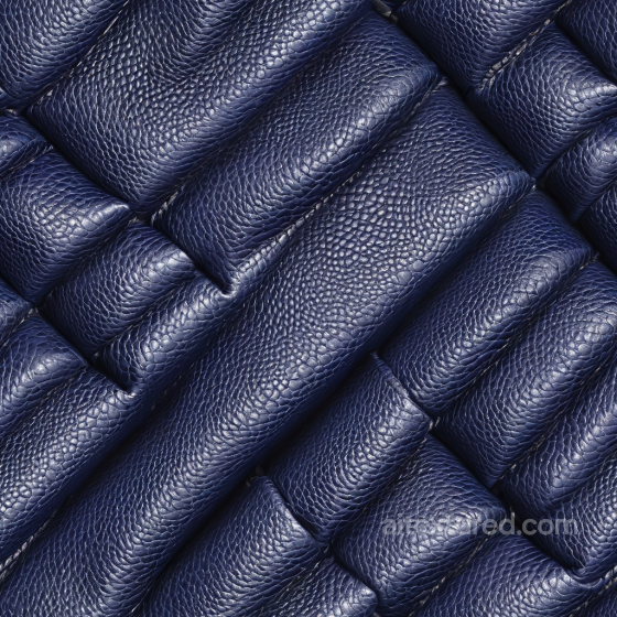 Navy Blue Pebbled Leather Upholstery PBR Texture with Padded Quilted Panels Leather texture preview