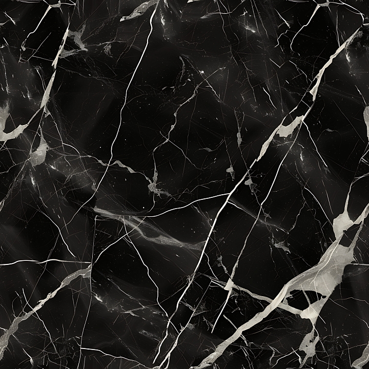 Black Marble Featuring Elegant White Vein Patterns seamless PBR texture preview