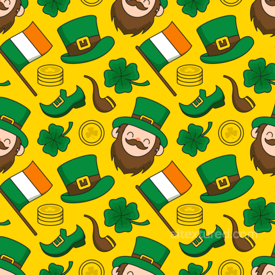 Featuring St Patrick Cartoon Icons on Yellow St patrick digital paper bundle texture preview
