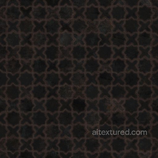 Retro Star and Cross Shaped Black Kitchen Tiles | Free PBR seamless Tile PBR texture
