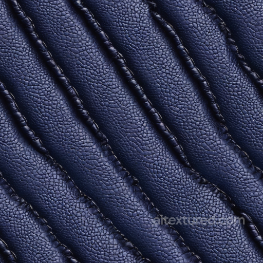 Navy Blue Pebbled Leather Texture with Stitched Panels seamless Leather PBR texture