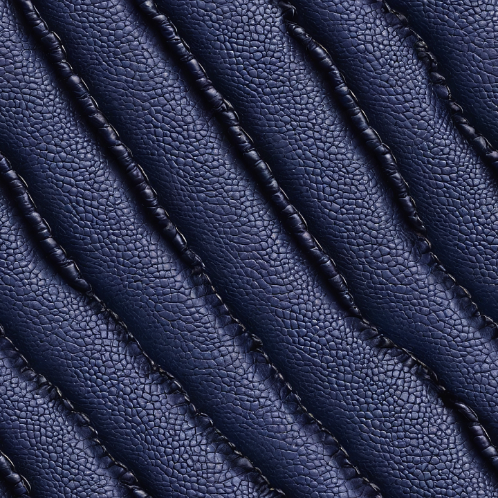 Navy Blue Pebbled Leather with Stitched Panels seamless PBR texture preview