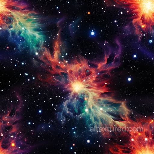 Space PBR Texture Featuring Vibrant Nebula Clouds and Starfield seamless Star, space, planets PBR texture