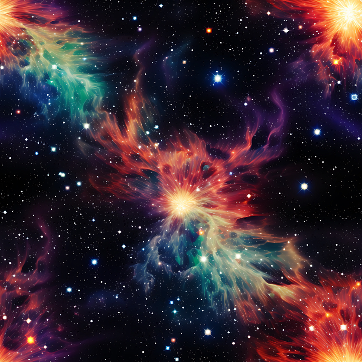 Space Featuring Vibrant Nebula Clouds and Starfield seamless PBR texture preview
