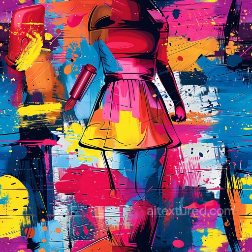Seamless 3D PBR Graffiti Texture Featuring Vibrant Spray Paint and Dynamic Brushwork texture preview