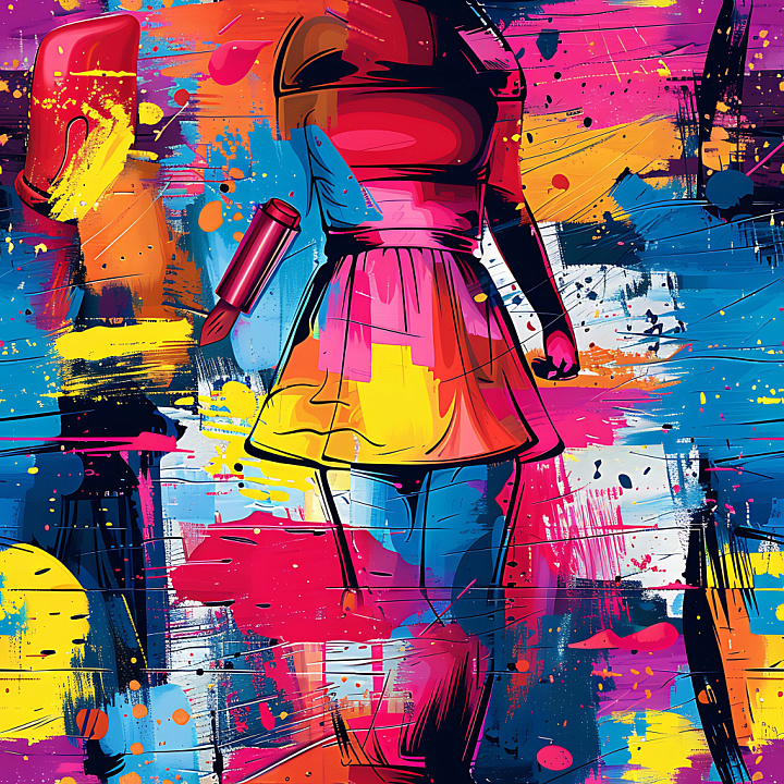 Graffiti Featuring Vibrant Spray Paint and Dynamic Brushwork seamless PBR texture preview