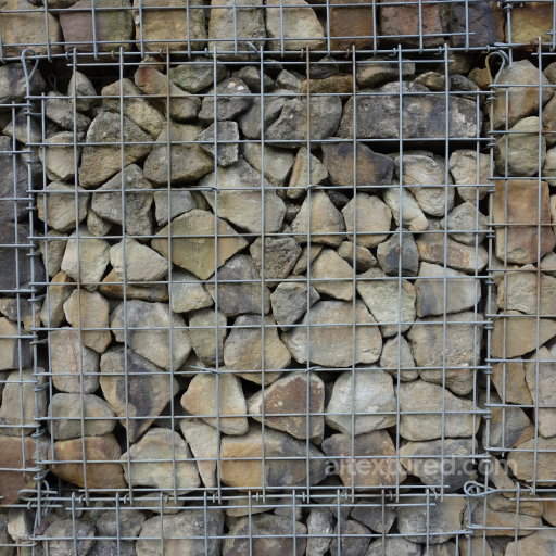 Natural Gabion-Stone Wall Texture with Metal Wire Frame seamless Stone PBR texture