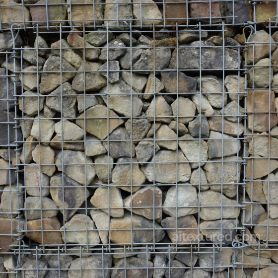 Natural Gabion-Stone Wall Texture with Metal Wire Frame Stone texture preview