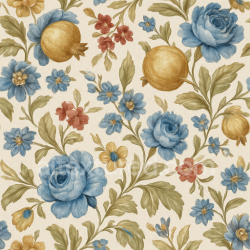 seamless Seamless 3d texture pbr 8k mediterranean floral wallpaper with textured linen weave and satin glossy highlights texture 8k free download PBR