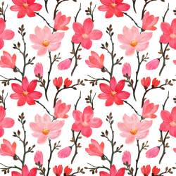 seamless Seamless 3D PBR Texture of Hand-Painted Pink Flower Pattern on White Fabric texture 8k free download PBR