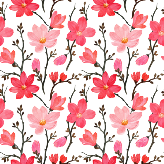 Hand-Painted Pink Flower Pattern on White Fabric Seamless Texture Pink Flower texture preview