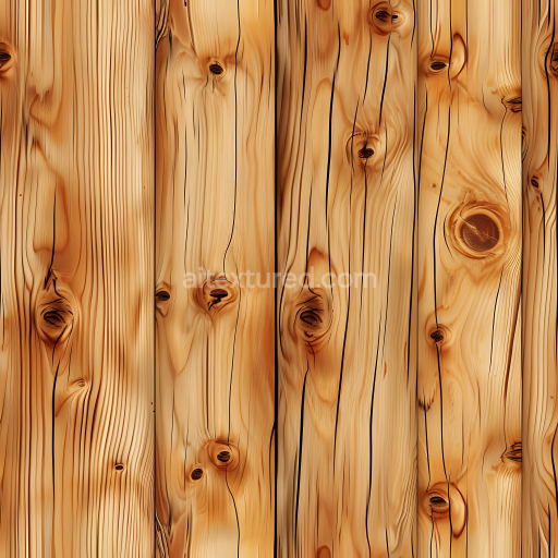 Seamless 3D Pine Wood PBR Texture Featuring Knotted Planks and Natural Grain