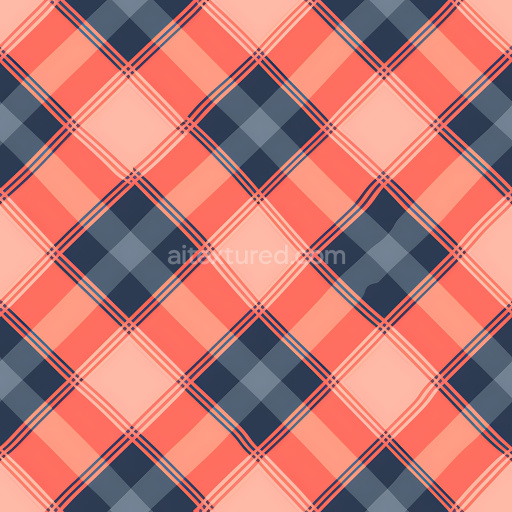 Seamless 3D Plaid Painted Metal PBR Texture with Vibrant Orange and Dark Blue Pattern