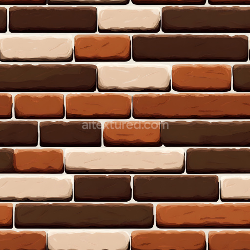 Seamless 3D Cracked Brick Wall PBR Texture with Brown and Beige Tones