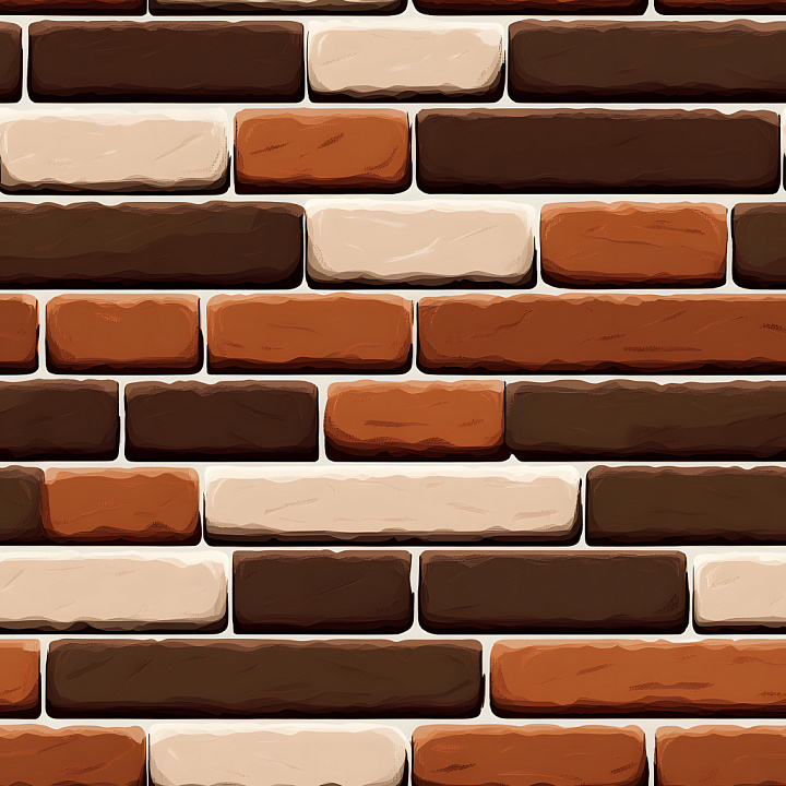 Cracked Brick Wall with Brown and Beige Tones seamless PBR texture preview