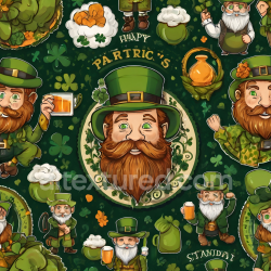 seamless Seamless 3D PBR Texture Featuring St Patrick Themed Cartoon Illustrations texture 8k free download PBR