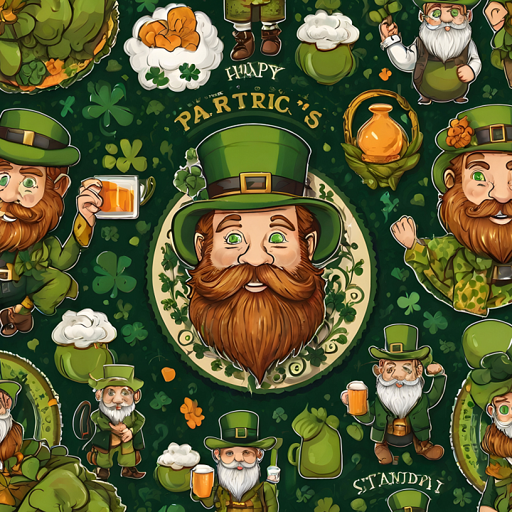 Featuring St Patrick Themed Cartoon Illustrations seamless PBR texture preview