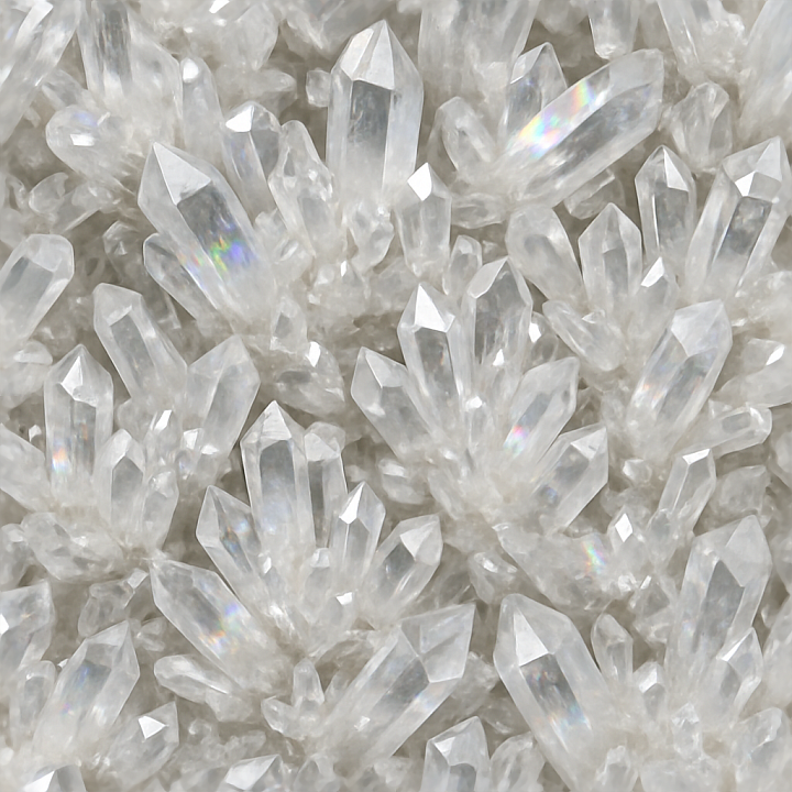 Quartz Crystal Cluster With Prismatic Refraction And Crystal Veins seamless PBR texture preview