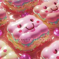 seamless Seamless 3D Inflated Puffy Cartoon Face PBR Texture in Pink texture 8k free download PBR