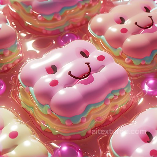 Inflated Puffy Cartoon Face PBR Texture in Pink seamless Inflated PBR texture
