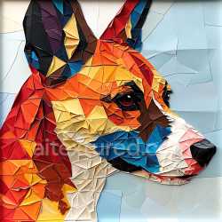 seamless Seamless 3D PBR Texture of Geometric Basenji Dog Fur Pattern in Vibrant Colors texture 8k free download PBR