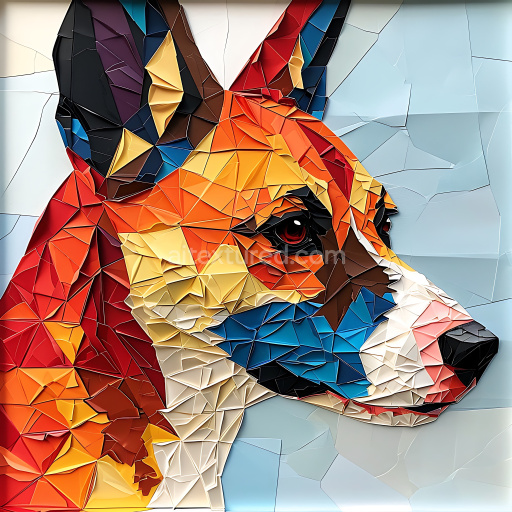 Seamless 3D PBR Texture of Geometric Basenji Dog Fur Pattern in Vibrant Colors