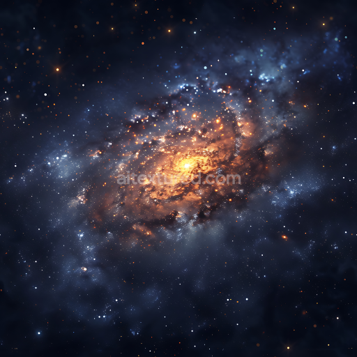 Seamless 3D Space PBR Texture of a Vibrant Spiral Galaxy with Glowing Core and Star Clusters