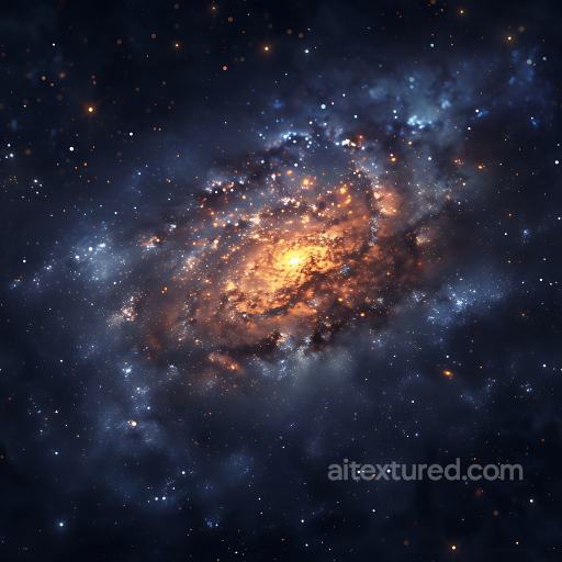 Space PBR Texture of a Vibrant Spiral Galaxy with Glowing Core and Star Clusters seamless Star, space, planets PBR texture