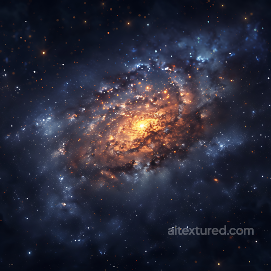 Space PBR Texture of a Vibrant Spiral Galaxy with Glowing Core and Star Clusters Star, space, planets texture preview